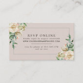 Witte Rose Bloemen Bruiloft Website RSVP Informatiekaartje (Voorkant)