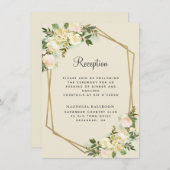 Witte Rose Bloemen Goud Bruiloft Receptie Informatiekaartje (Voorkant / Achterkant)