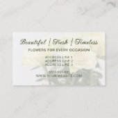 Witte Rose Bloemen Mooie Bloemen Foto Bloemist Visitekaartje (Achterkant)