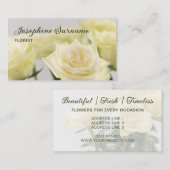 Witte Rose Bloemen Mooie Bloemen Foto Bloemist Visitekaartje (Voorkant / Achterkant)