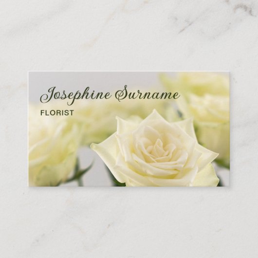 Witte Rose Bloemen Mooie Bloemen Foto Bloemist Visitekaartje (Voorkant)