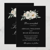 Witte Rose Bloemen op Zwart Christelijk Bijbel Bru Kaart (Voorkant / Achterkant)