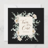 Witte Rose Bloemen op Zwarte Bruiloft Christelijke Save The Date (Achterkant)