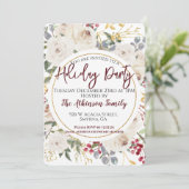 Witte Rose Bloemen Vakantie Party Kaart (Staand voorkant)