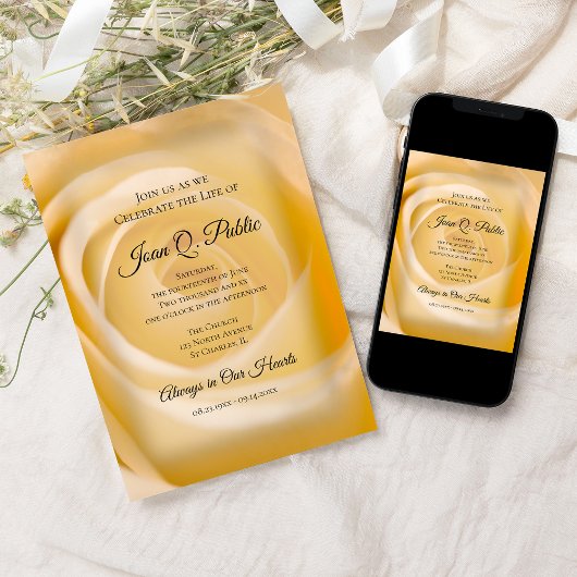 Witte Rose Bloemen Viering van het Leven Memorial Kaart