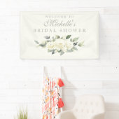 Witte Rose Bloemen Vrijgezellenfeest Banner (Insitu)