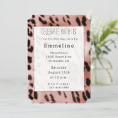 Witte Rose Blush Roze Leopard Kaart (Staand voorkant)