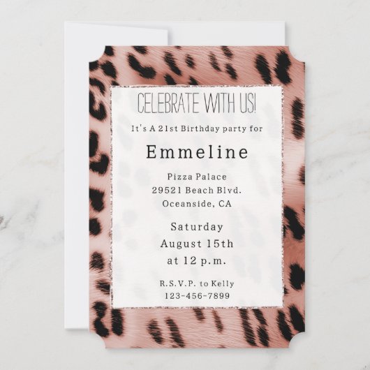 Witte Rose Blush Roze Leopard Kaart (Voorkant)