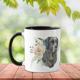 Witte Rose Boeket Labrador Retriever Hond Mok