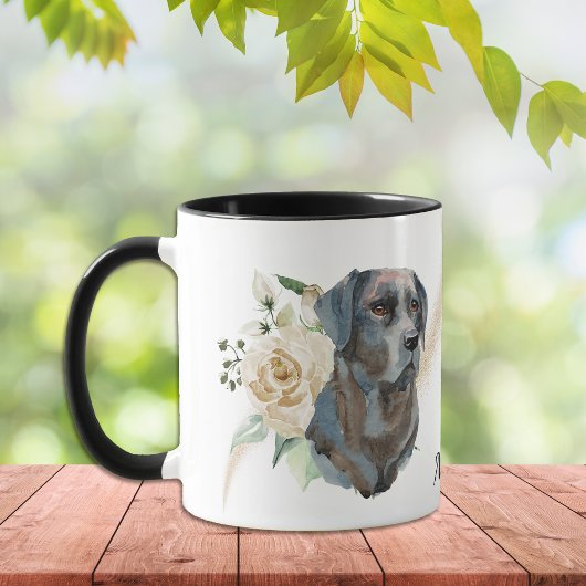 Witte Rose Boeket Labrador Retriever Hond Mok