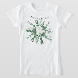 Witte Rose Bouquet Eucalyptus Leaves personalisere T-shirt