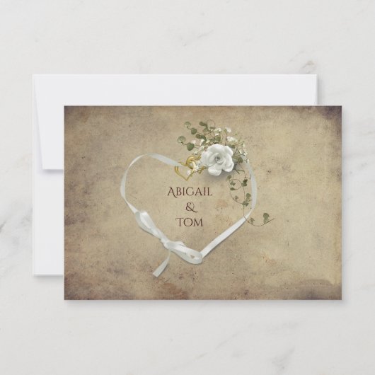 witte Rose Bouquet RSVP Kaartje (Achterkant)