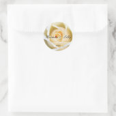 Witte Rose Bud gepersonaliseerde ronde bruiloft St Ronde Sticker (Tas)
