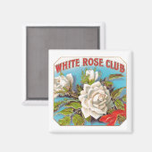 Witte Rose Club Flowers Magneet (Voorkant / Achterkant)