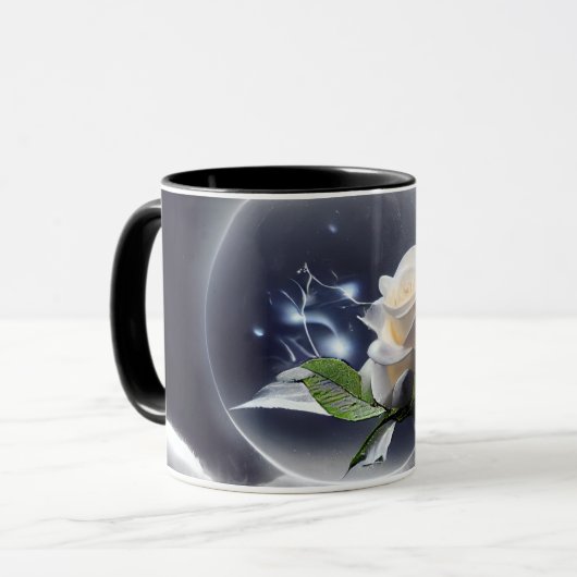Witte Rose_Digitale Kunst Mok (Voorkant links)