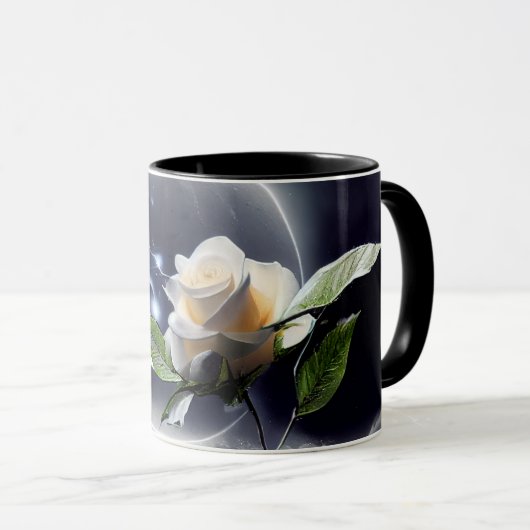 Witte Rose_Digitale Kunst Mok (Voorkant rechts)