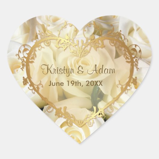 Witte Rose Elegance - Aanpassen Hart Sticker (Voorkant)
