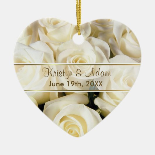 Witte Rose Elegance - Aanpassen Keramisch Ornament (Voorkant)