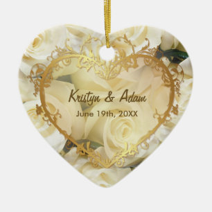 Witte Rose Elegance - Aanpassen Keramisch Ornament