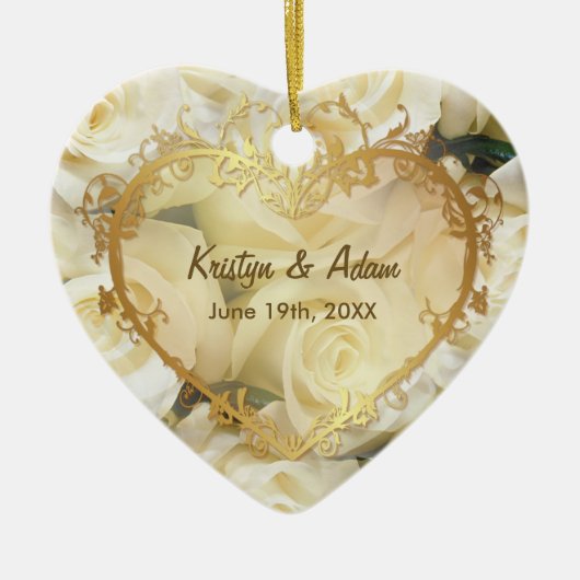 Witte Rose Elegance - Aanpassen Keramisch Ornament (Voorkant)