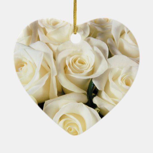 Witte Rose Elegance - Aanpassen Keramisch Ornament (Achterkant)