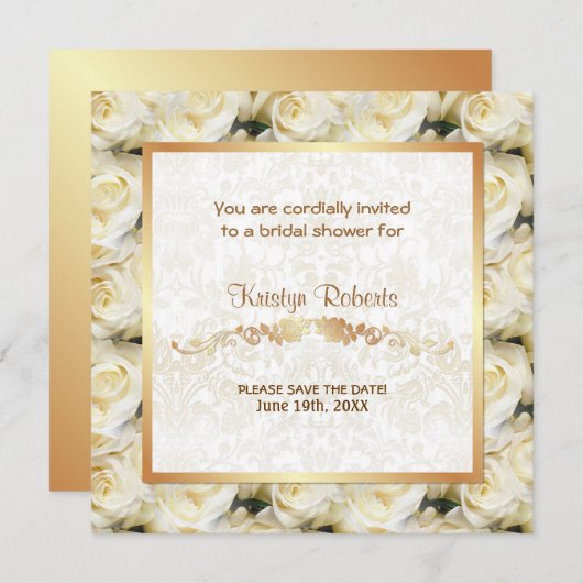 Witte Rose Elegance - Douche Save The Date (Voorkant / Achterkant)