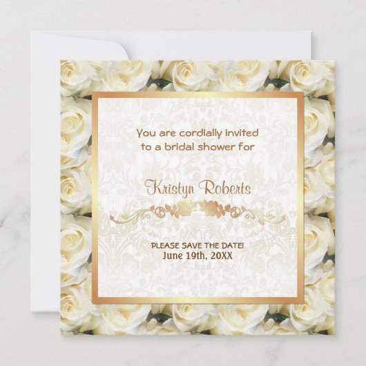 Witte Rose Elegance - Douche Save The Date (Voorkant)