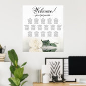 Witte Rose Elegant 16 Tafel Bruiloft Zitgrafiek Poster (Thuiskantoor)