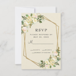 Witte Rose Elegant Bloemen Goud Lijst Bruiloft RSVP Kaartje