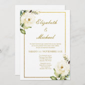 Witte Rose Elegante bruiloft uitnodiging in het Sp (Voorkant / Achterkant)