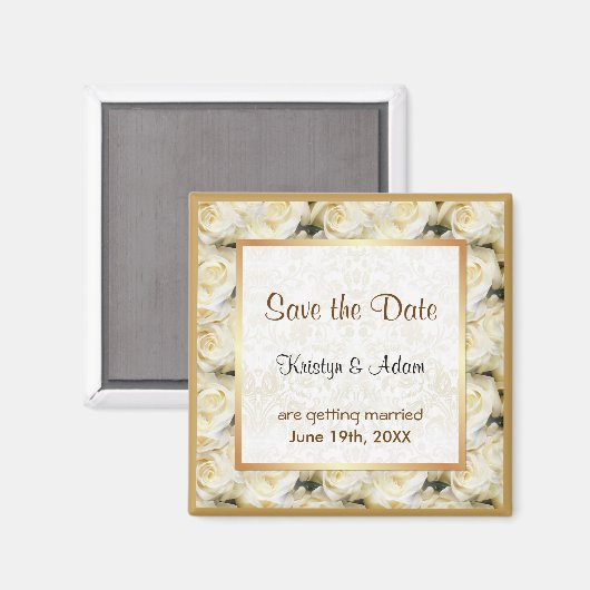 Witte Rose Elegantie Magneet (Voorkant / Achterkant)