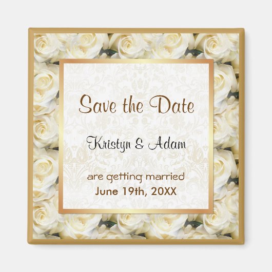 Witte Rose Elegantie Magneet (Voorkant)