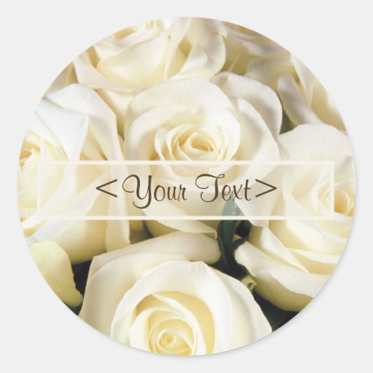 Witte Rose Elegantie Ronde Sticker (Voorkant)