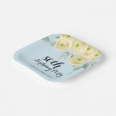 Witte Rose Flora Eucalyptus Blauw 80ste verjaardag Papieren Bordje (Gebogen)