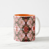 Witte Rose Floral Abstract getint gepersonaliseerd Tweekleurige Koffiemok (Voorkant rechts)