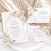Witte Rose Floral Arch Elegante bruiloft uitnodigi Kaart
