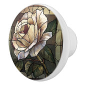 Witte Rose Glas in lood Pearl Mozaïek Keramische Knop (Rechts)