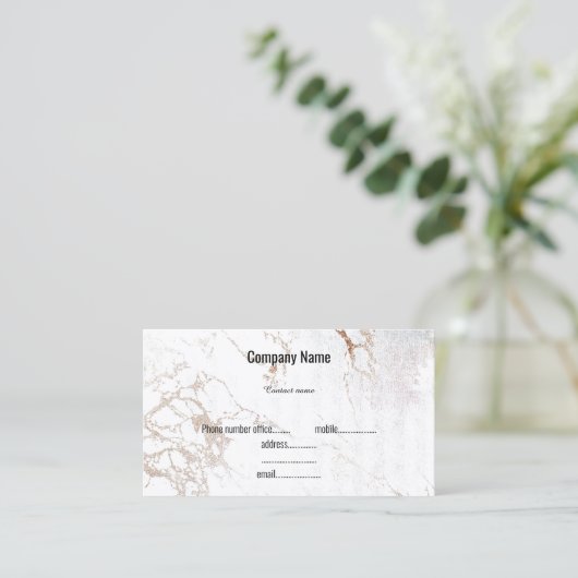 WITTE ROSE GOLD MARBLE VISITEKAARTJE (Staand voorkant)