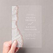 Witte Rose Gouden Agaat Elegante Moderne Huwelijk Acryl Uitnodigingen (Insitu (Draagbaar))