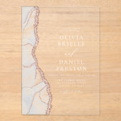 Witte Rose Gouden Agaat Elegante Moderne Huwelijk Acryl Uitnodigingen (Voorkant)