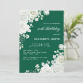 Witte Rose Groene Pastel Verjaardag Kaart (Staand voorkant)