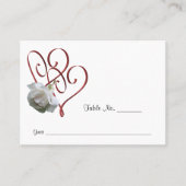 Witte Rose Hart Trouwtafel Plaatskaartje (Voorkant)