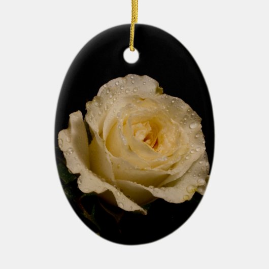  witte Rose Keramisch Ornament (Voorkant)