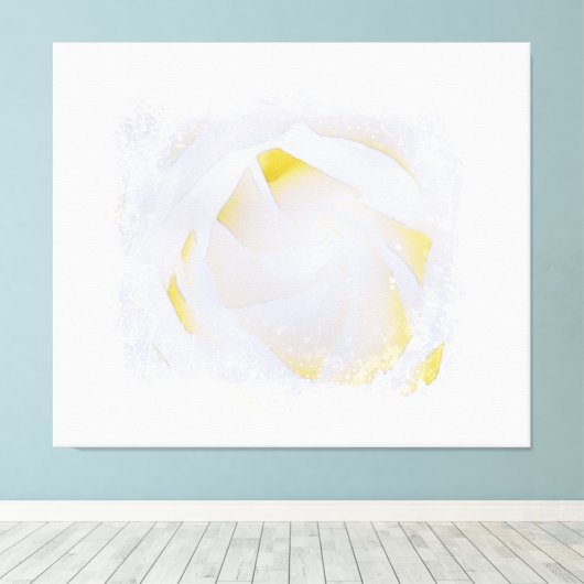 *~* Witte Rose Macro Bloemen Abstract Grunge AR8 Canvas Afdruk (Insitu (Houten vloer))
