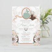 Witte Rose Mint Groene Charro Westerne Quinceanera Kaart (Staand voorkant)