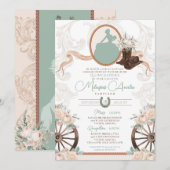 Witte Rose Mint Groene Charro Westerne Quinceanera Kaart (Voorkant / Achterkant)