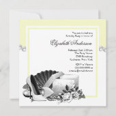 Witte Rose Parels Hoge Hakken Geel Verjaardagsfees Kaart (Achterkant)