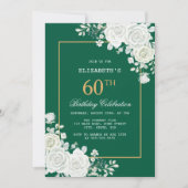 Witte Rose Pastel Groene Bloemen Verjaardag Kaart (Voorkant)