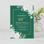 Witte Rose Pastel Groene Bloemen Verjaardag Kaart (Staand voorkant)