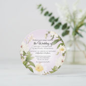 Witte Rose Pioen  Lavendel Bloemen Bruiloft Kaart (Staand voorkant)